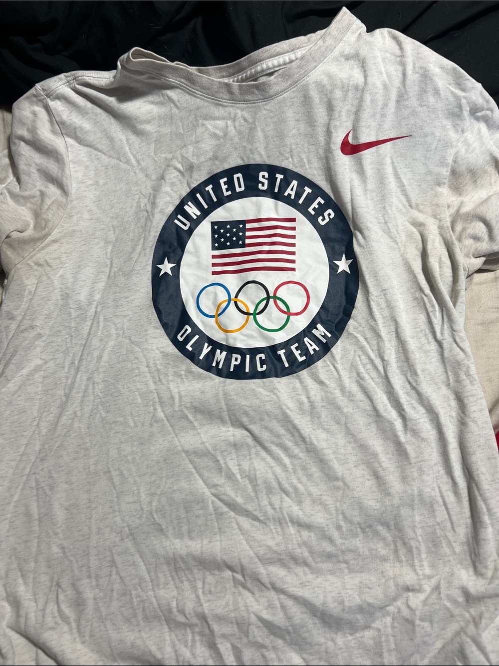 Nike White United States Olympic Team Graphic Tee with Navy & Red Accents